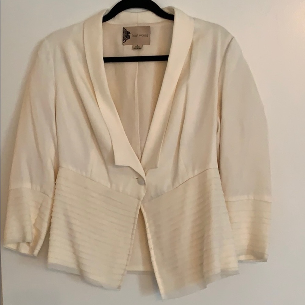 Anthropology fleur wood chiffon blazer